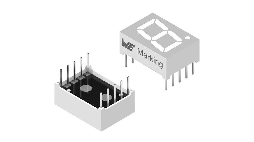 7-Segment LED Display WL-T7DS Green 13.2mm 572nm 46mcd 2.6V THT Common Anode